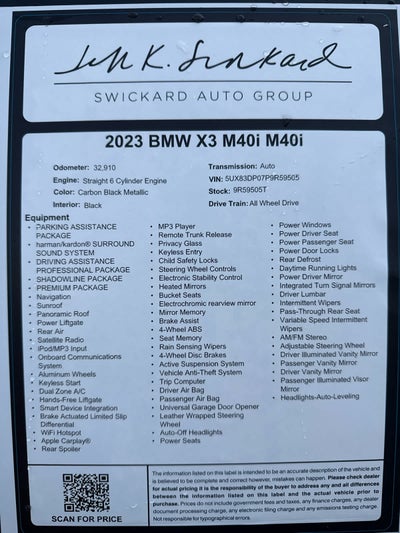 2023 BMW X3 M40i M40i