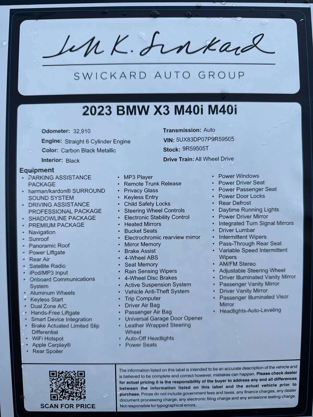 2023 BMW X3 M40i M40i