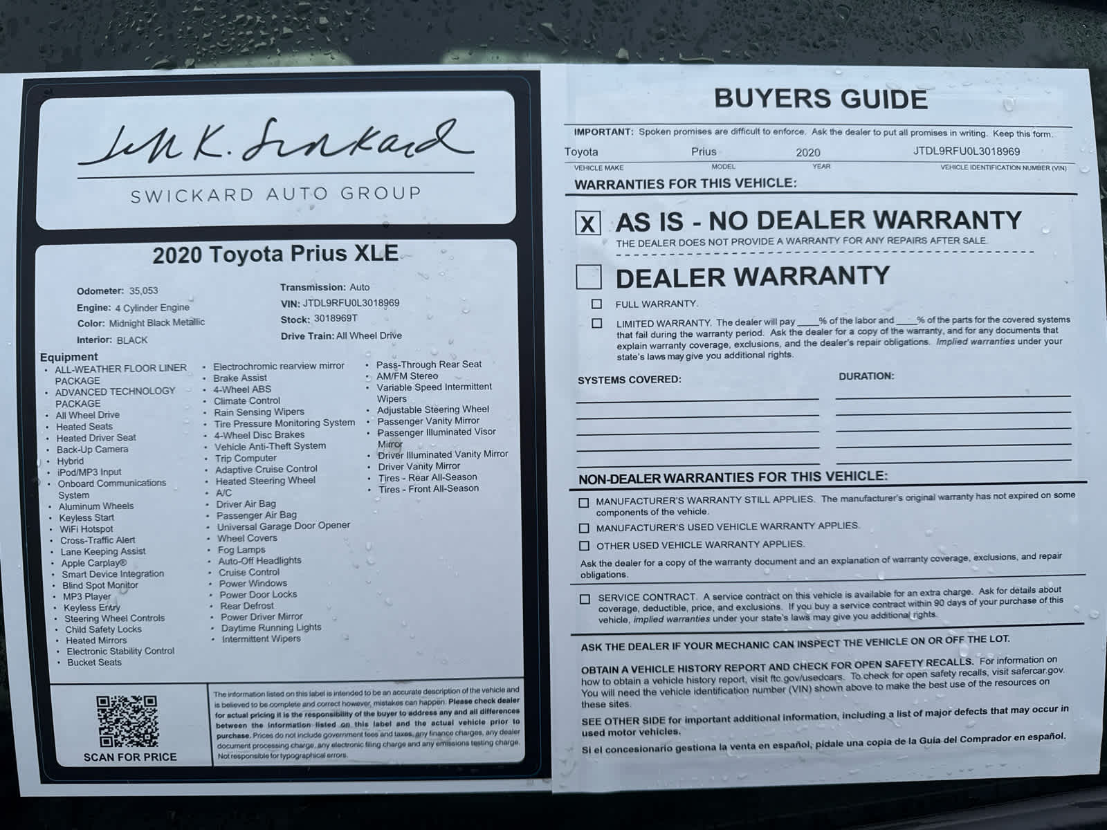 2020 Toyota Prius XLE