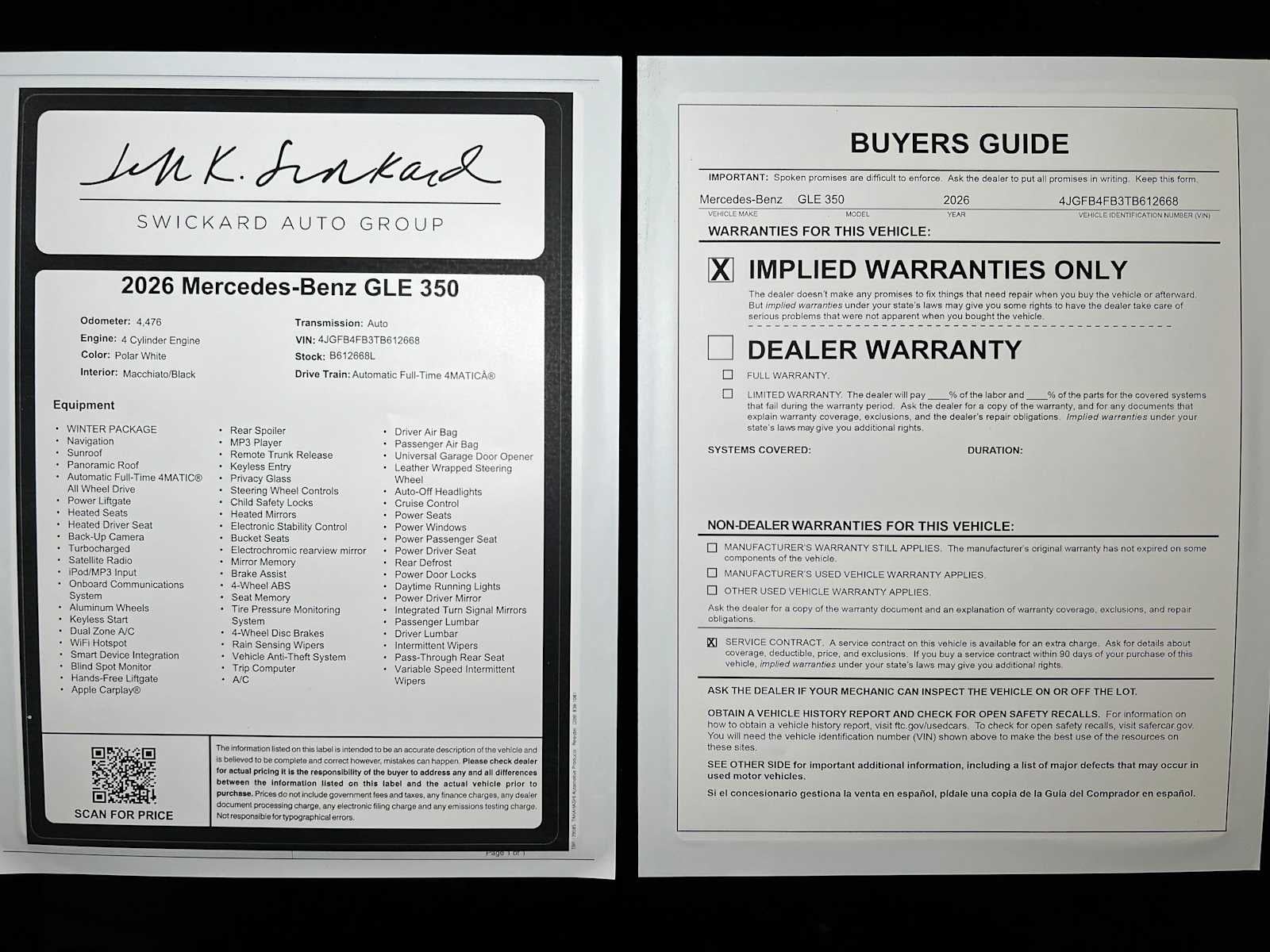 2026 Mercedes-Benz GLE 350 4MATIC® SUV