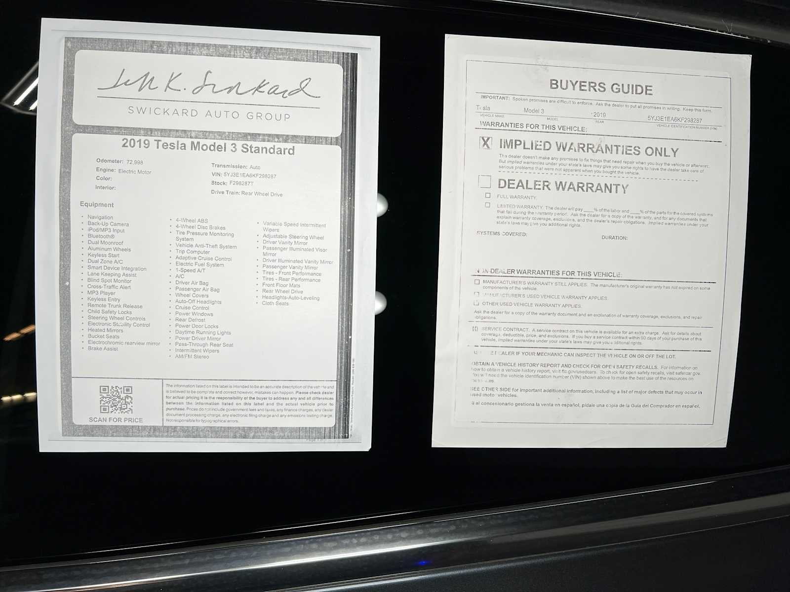 2019 Tesla Model 3 Standard Range