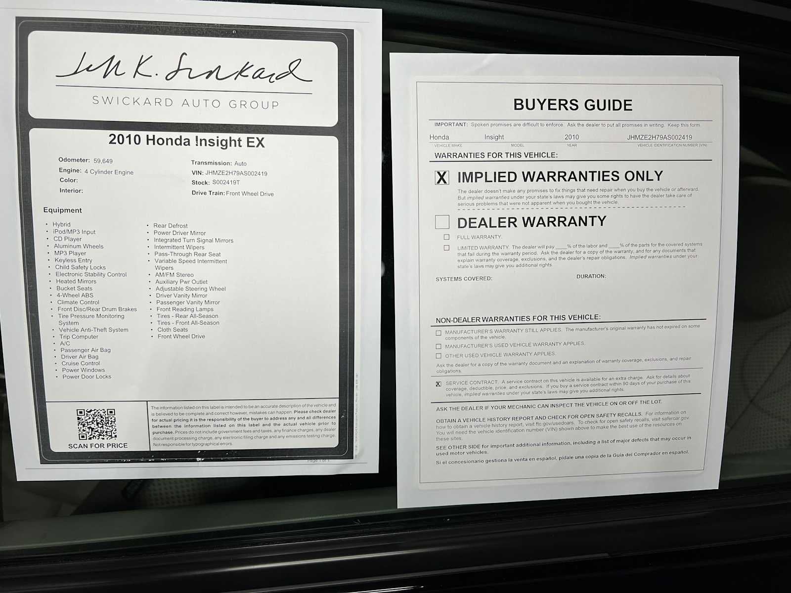 2010 Honda Insight EX