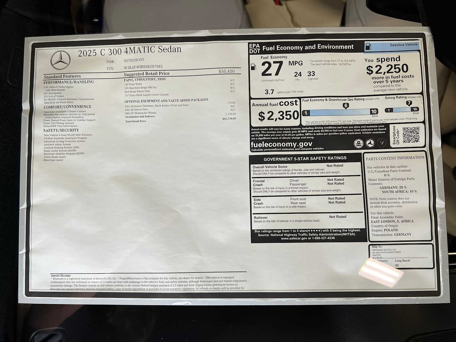 2025 Mercedes-Benz C 300 C 300