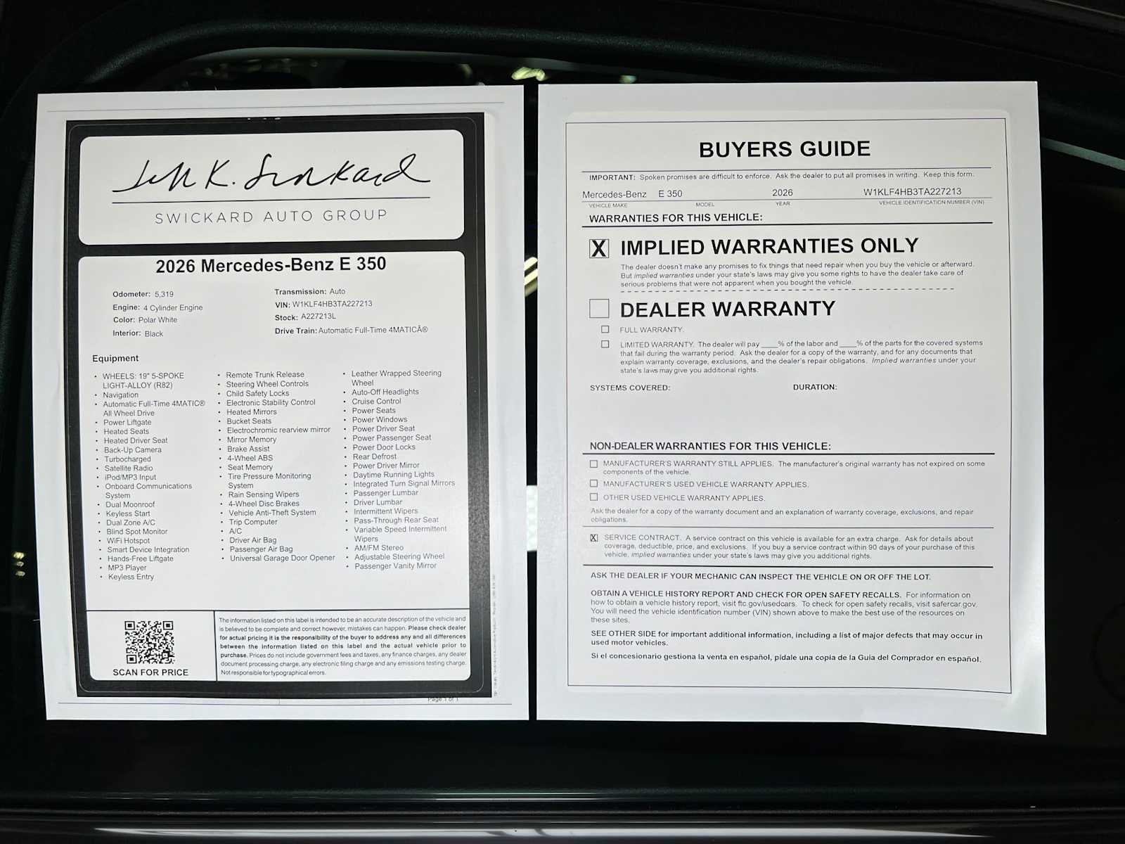 2026 Mercedes-Benz E 350 4MATIC® Sedan