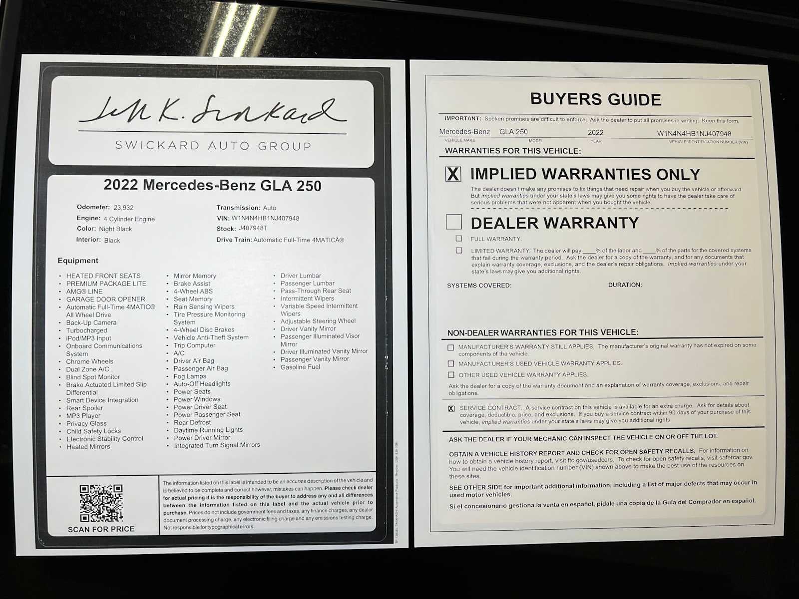 2022 Mercedes-Benz GLA 250 4MATIC® SUV