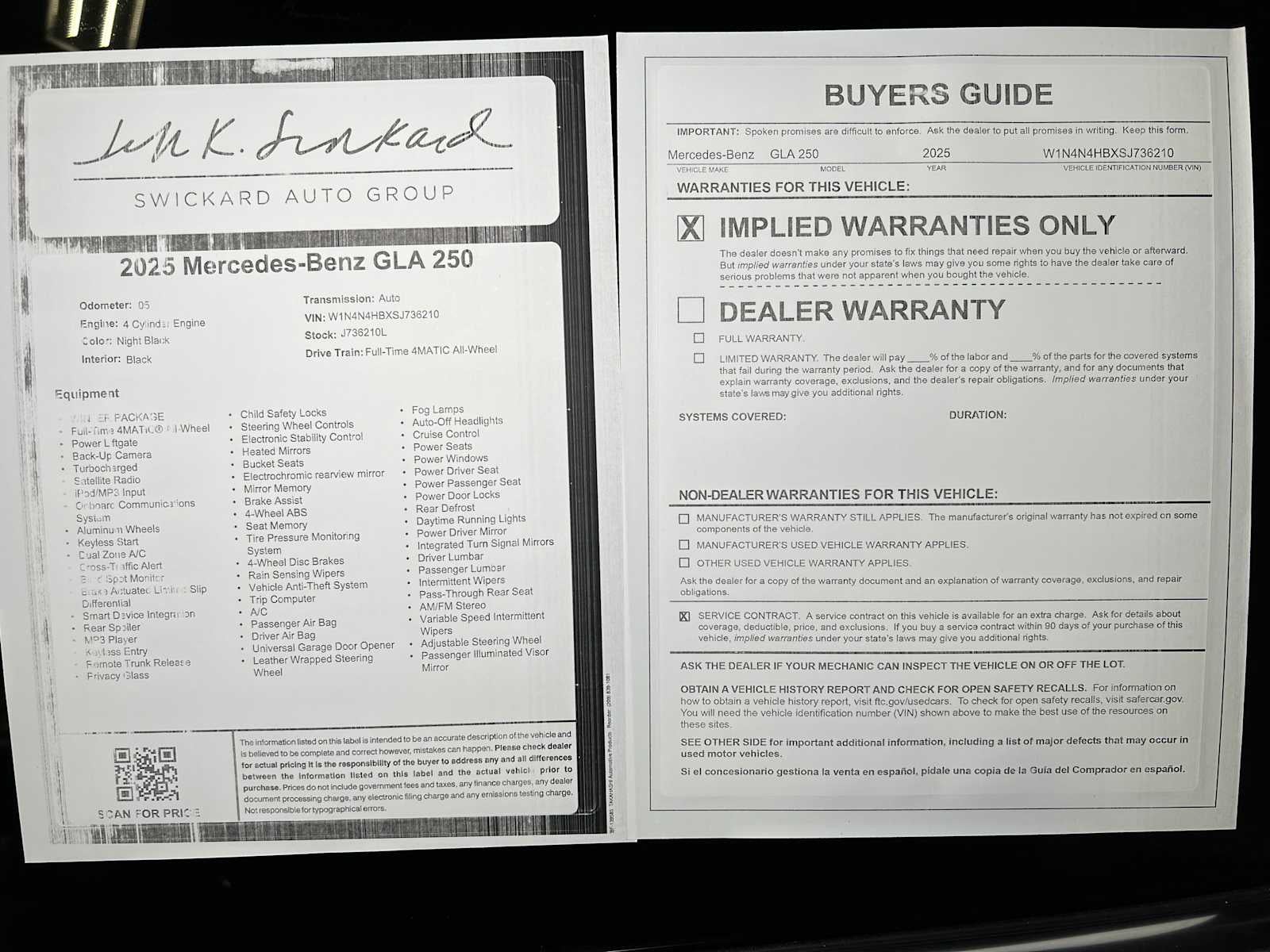 2025 Mercedes-Benz GLA GLA 250