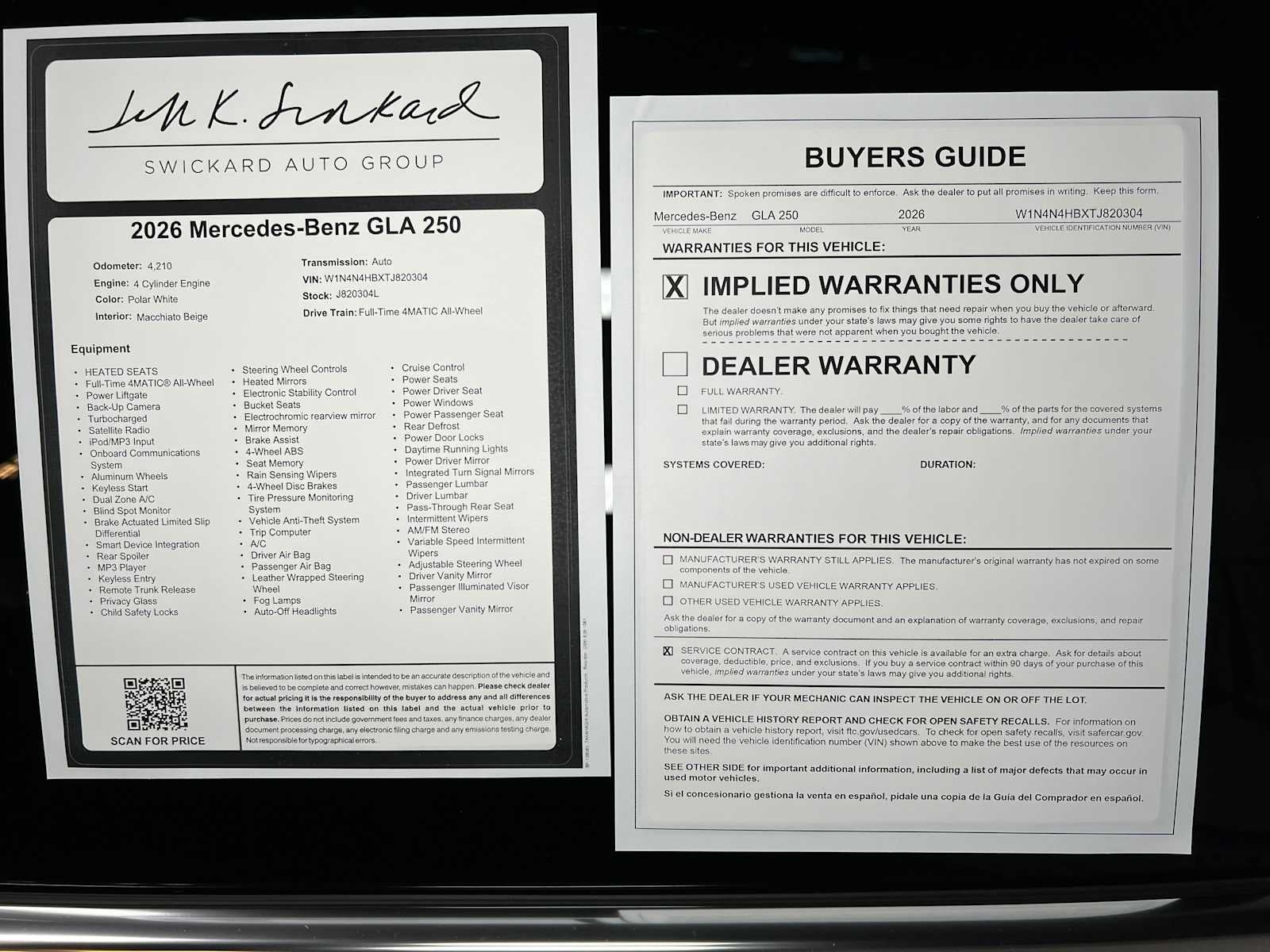 2026 Mercedes-Benz GLA 250 4MATIC® SUV