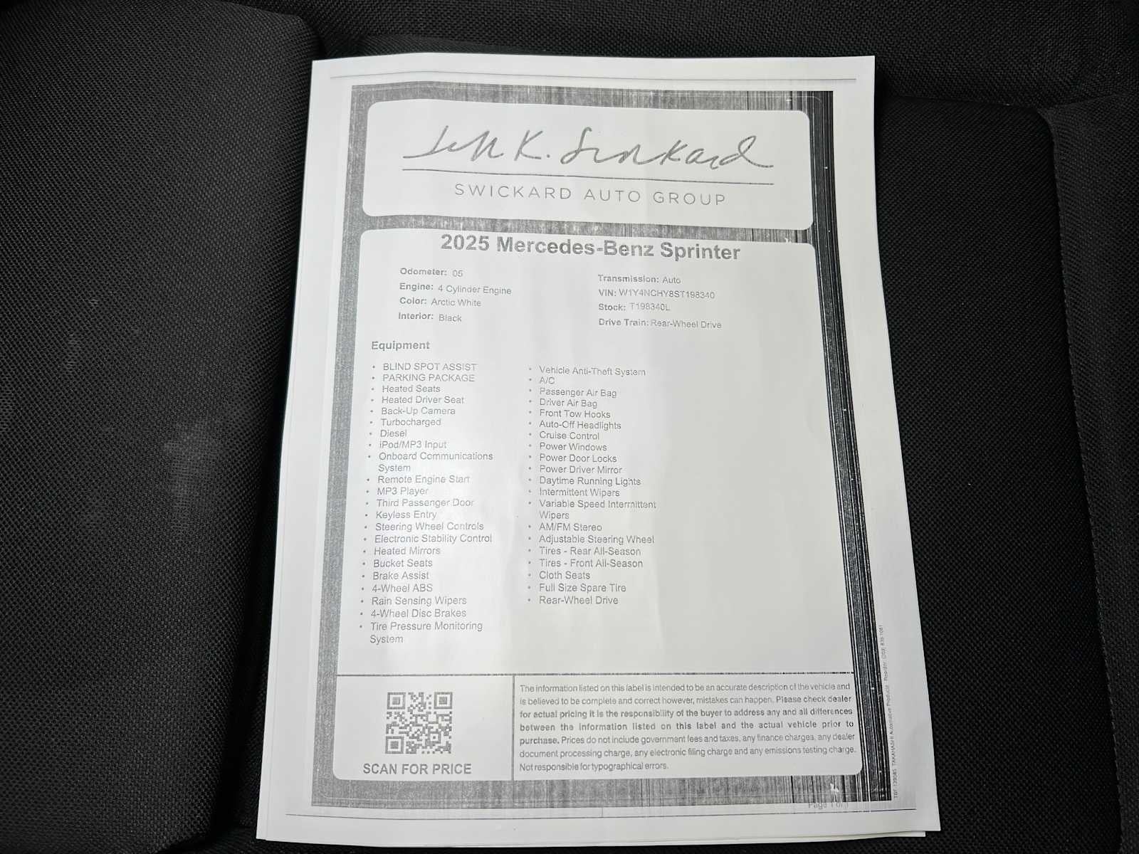 2025 Mercedes-Benz Sprinter 2500 High Roof I4 Diesel HO 170" RWD