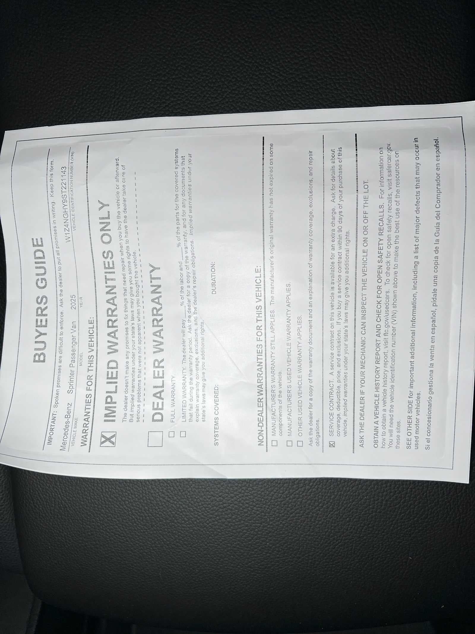 2025 Mercedes-Benz Sprinter 2500 High Roof I4 Diesel HO 170" RWD