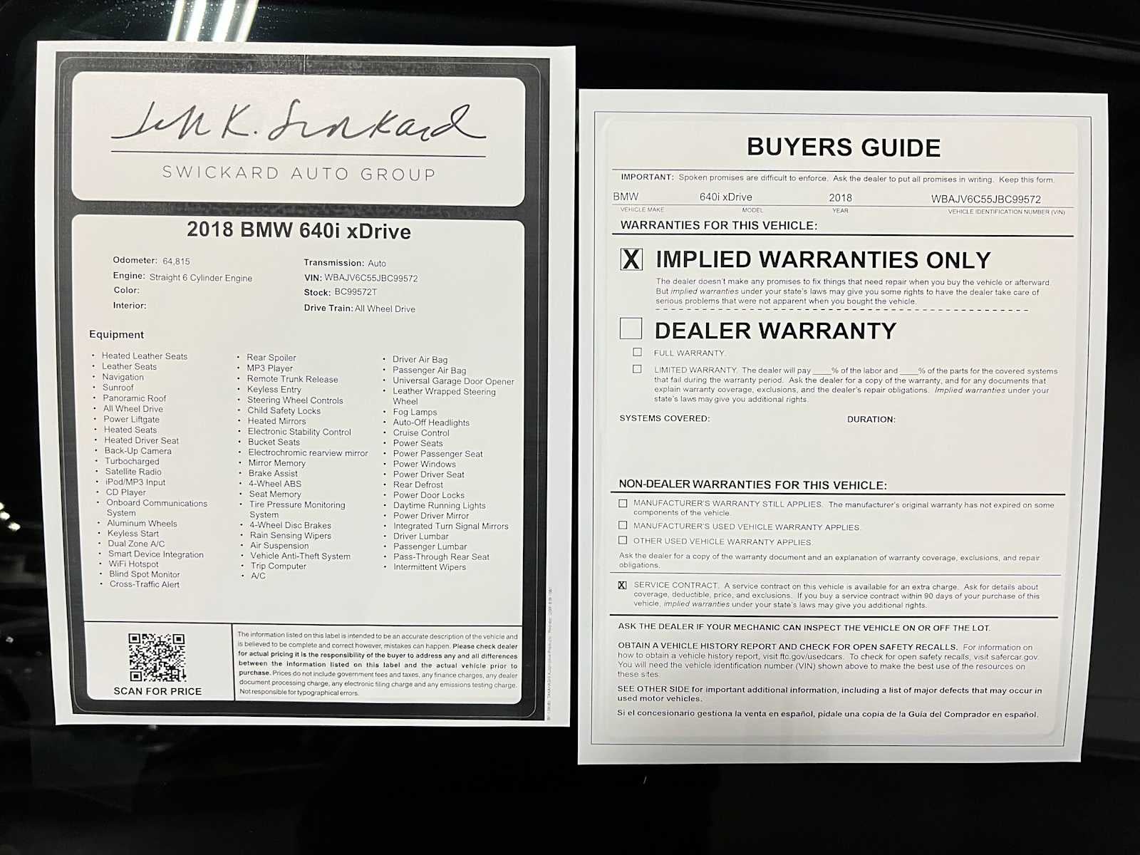 2018 BMW 640i xDrive 640i xDrive