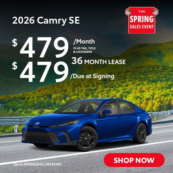2026 Camry SE Lease from $479 per month for 36 months.
