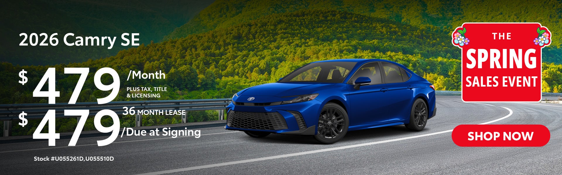 2026 Camry SE Lease from $479 per month for 36 months.