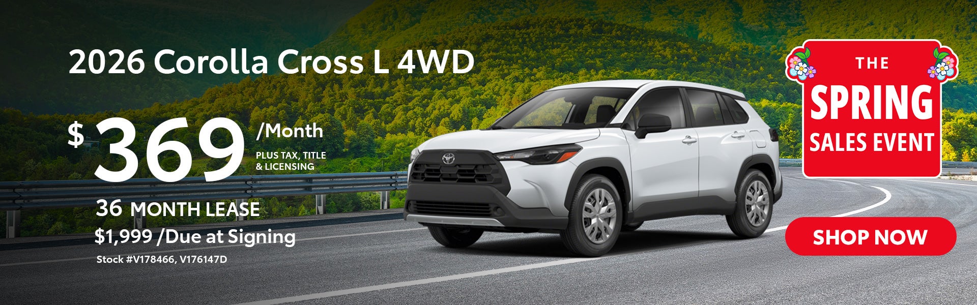 2026 Corolla Cross L 4WD Lease for $369 per month for 36 mon
