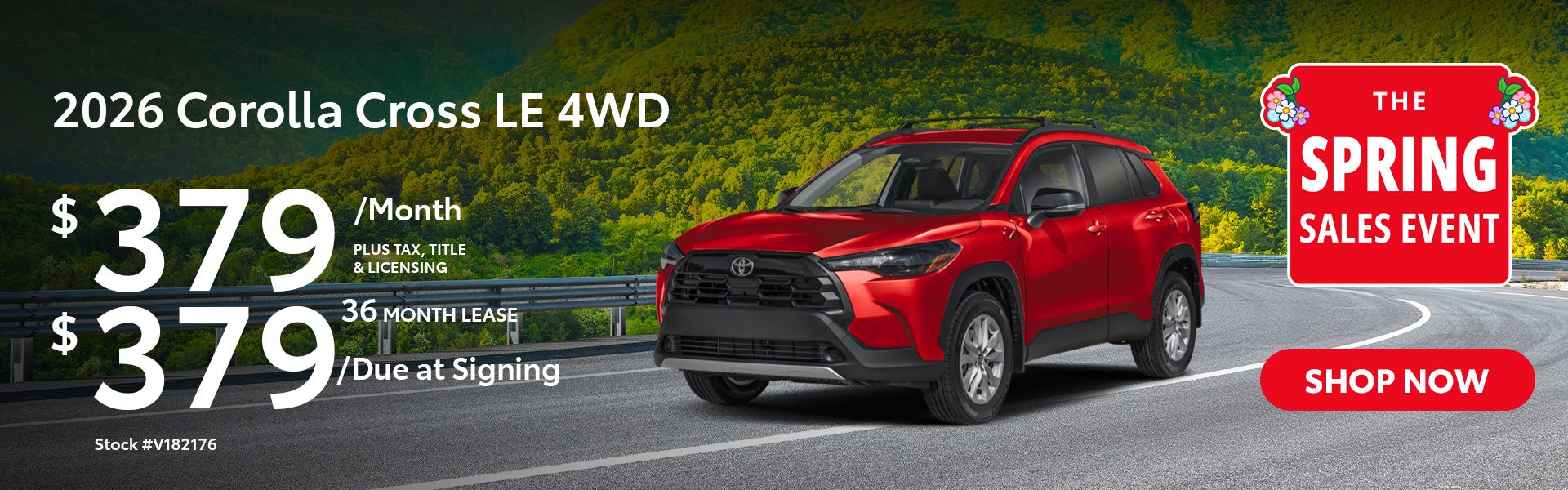 2026 Corolla Cross LE 4WD Lease from $379 per month for 36 m