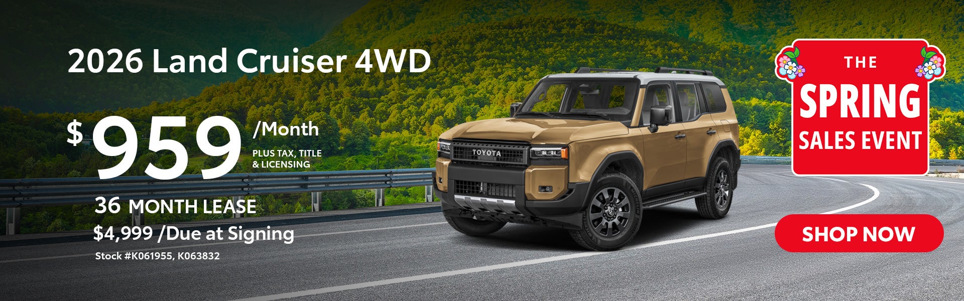 2026 Land Cruiser 4WD Lease for $959 per month for 36 months
