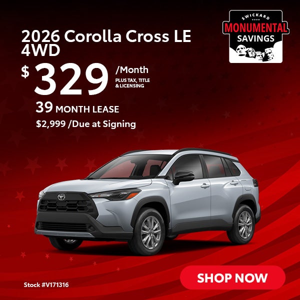 2026 Corolla Cross LE 4WD Lease for $329 per month for 39 mo