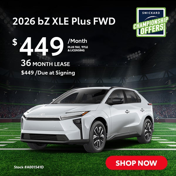 2026 bZ XLE Plus FWD Lease for $449 per month for 36 months.