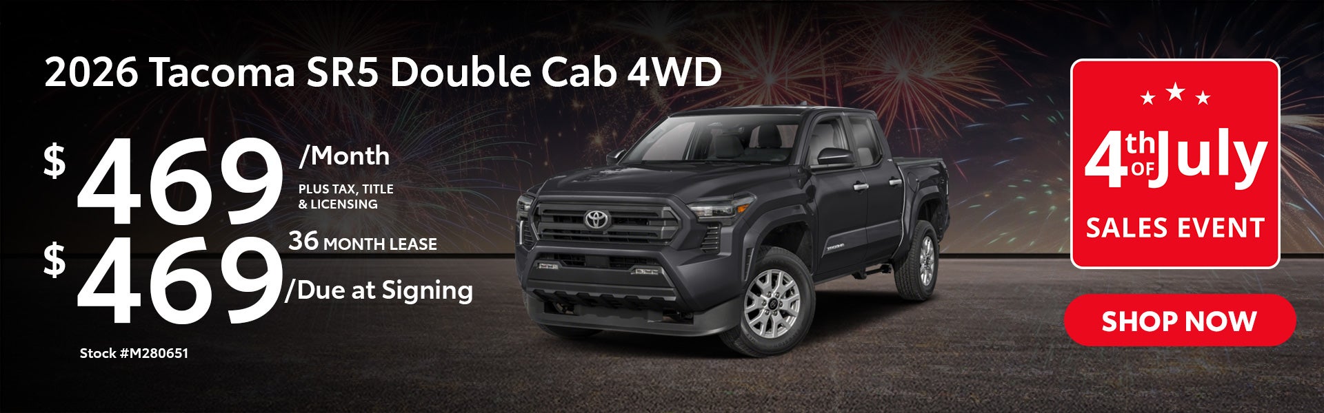 2026 Toyota Tacoma SR5 Lease from $469/mo, $469 due at signi