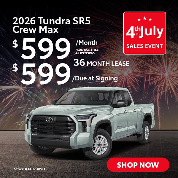 2026 Toyota Tundra SR5 Lease from $599/mo, $599 due at signi