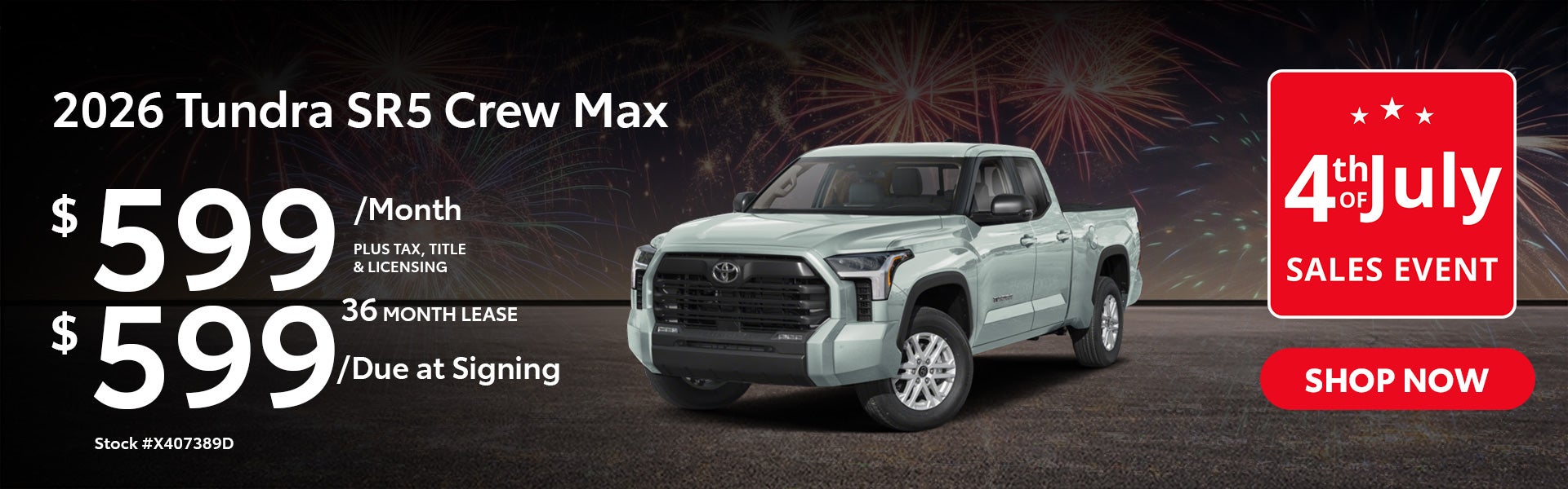 2026 Toyota Tundra SR5 Lease from $599/mo, $599 due at signi