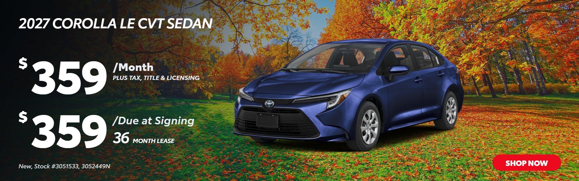 2027 COROLLA LE CVT SEDAN: $359/mo